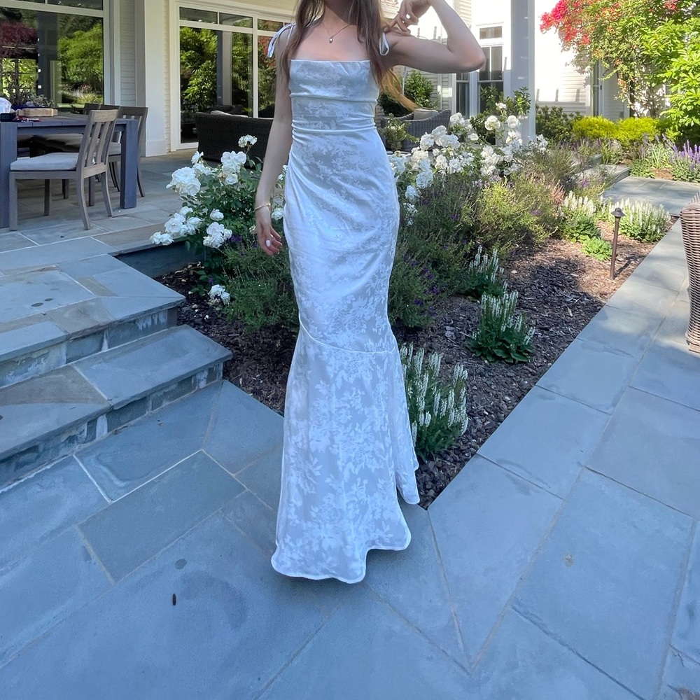 White satin maxi dress